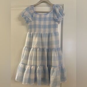 Zunie Blue and White Checkered Flutter Sleeve Sundress